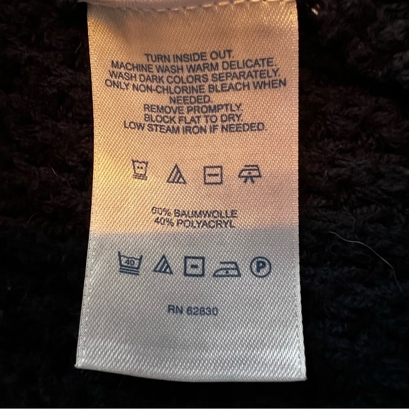 Lands’ End navy blue one snap button cardigan chunky weave sweater size Medium - Picture 7 of 7